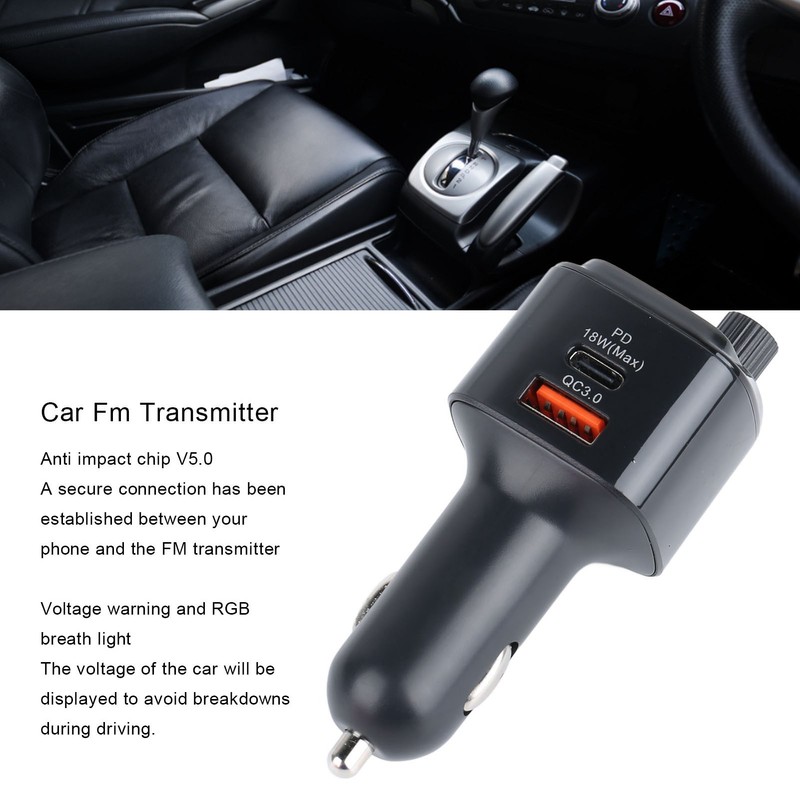 Car Bluetooth Adapter V5.0 FM Bluetooth Transmitter MP3 Music Player