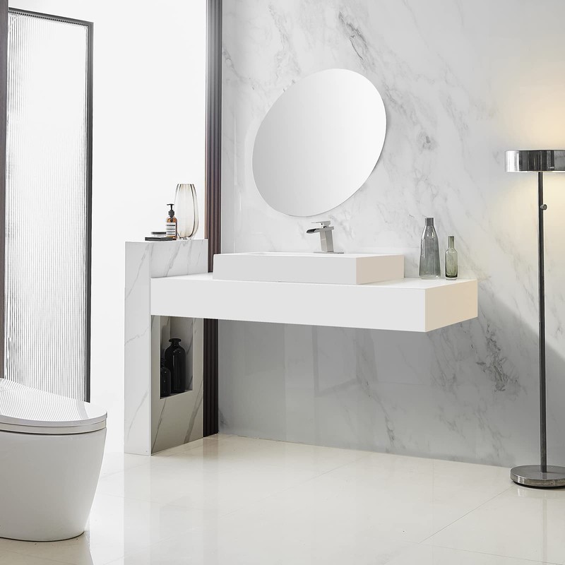 BWE Waterfall Bathroom Faucet Brushed Nickel with Pop Up Drain