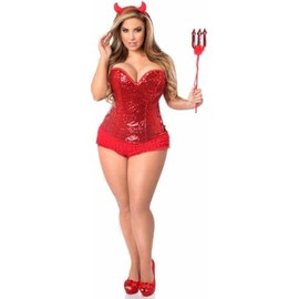 Top Drawer 4 PC Sequin Devil Corset Costume (Large)