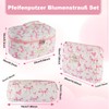Set of 3 Women's Cosmetic Bags with Bow Pattern, pink,