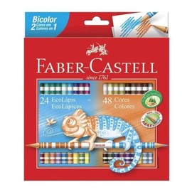 Faber-Castell lápices de Doble Color, este set contiene 24 lápices, cada lápiz presenta dos colores distintos en un solo cuerpo formando un total de 48 colores