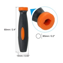 PATIKIL 2.4 Inch Rubber File Handle, 5 Pack File Cutting Tool File Round Handle Replacement Accessories for 0.2" Diameter Round Handle File, Orange Black