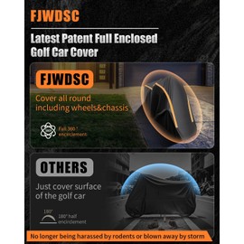 FJWDSC Full Enclosed Golf Cart Covers 4 Passenger Waterproof Golf Cart Enclosures 4 Passenger Heavy Duty Golf Cart Canopy Golf Cart Rain Cover with Reflective Strips Fits Length up to 118"