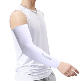 JISONCASE Men's Arm Cover, Arm Sleeve, Cooling Sensation, Baseball Arm Cover, UPF 50+, UV Protection, Sun Protection, Hand Arm Cover, Highly Breathable, Sweat Absorbent, Quick Drying, Anti-Slip, Reflective Stripes, For Sports, Outdoor Activities, Work, C