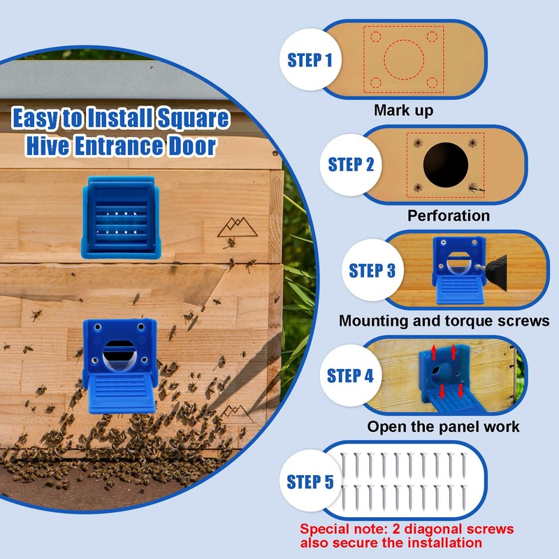 8 Pcs Plastic Bee Hive Entrance Disc, Blue Bee Entrance