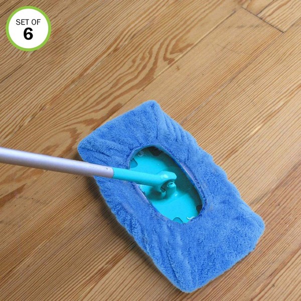 Evelots Mop/Sweeper Pad-Microfiber-Reusable-Dry Fast-Non Abrasive-One Size-Set/6