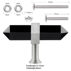 TUMBEELLUWA Pack of 2 Black Obsidian Crystal Points Cabinet Knobs with Screws, Stainless Steel Hexagonal Crystal Stone Prisms Handle Pulls for Kitchen and Home Decor, Silver