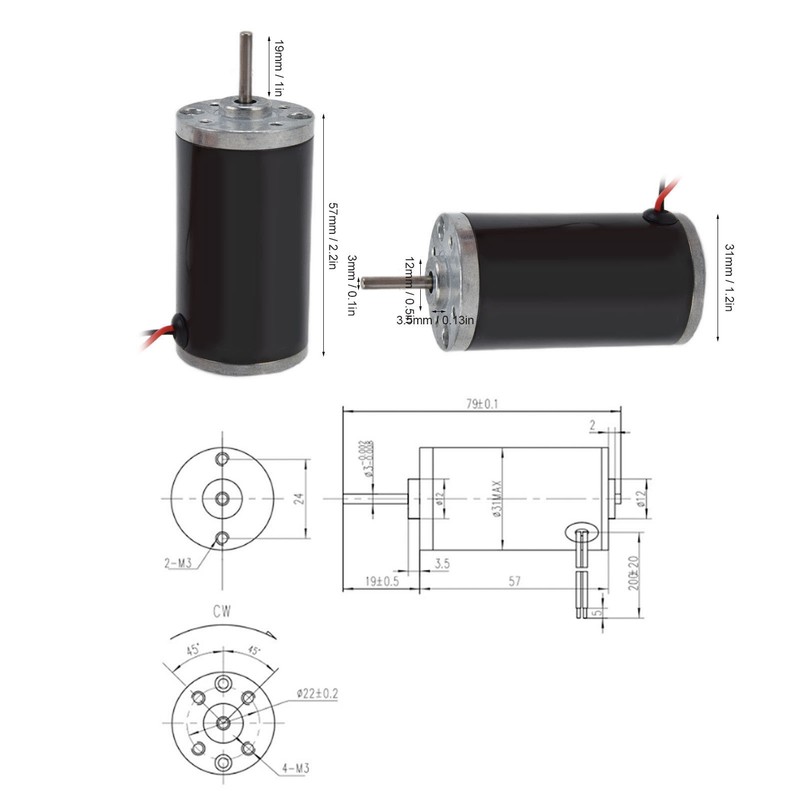 DC Permanent Magnet Motor Low Noise Mini High Speed CW