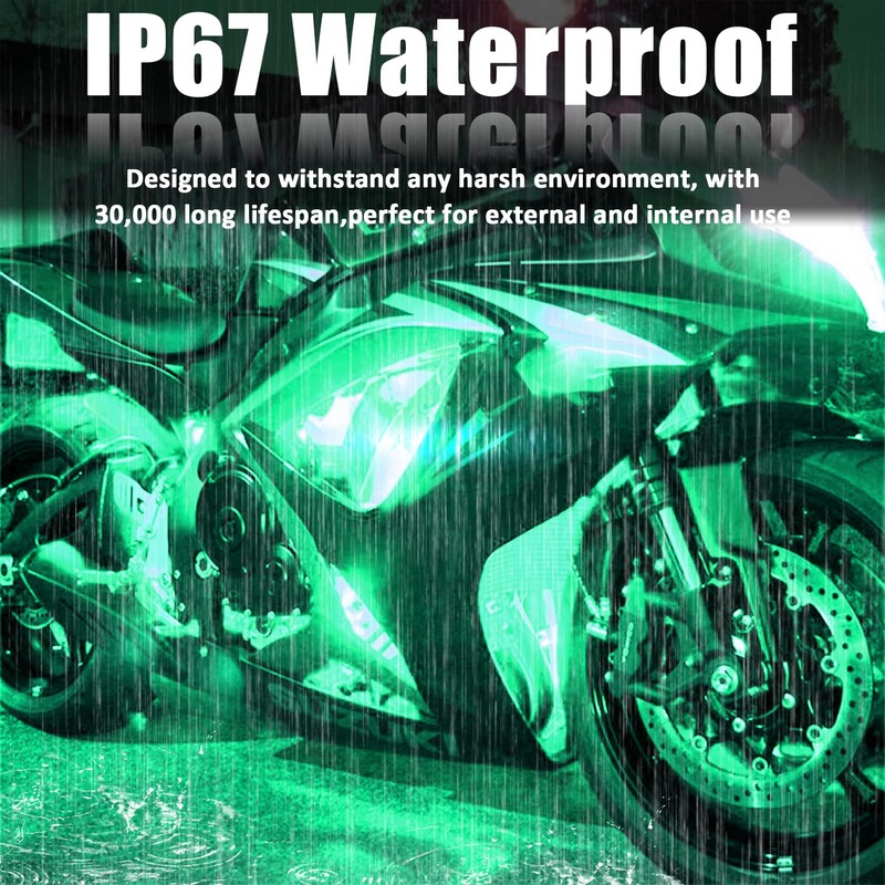 XTAUTO Green 12v 15 Led 30cm Car Flexible Waterproof Underbody