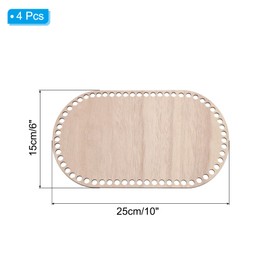 PATIKIL 10" x 6" Crochet Basket Bottom, 4Pcs Oval Blank Crochet Knitting Wooden Base for DIY Craft Weaving Basket Making Supplies Home Decoration, Brown