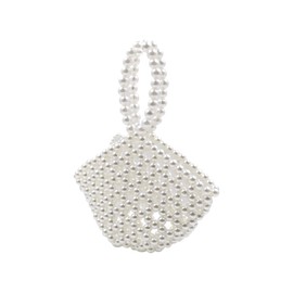 Amamcy Girls White Beaded Pearl Handbag Purse Vintage Pearl Clutch Pearl Bag Pearl Wrislet Mini Evening Bag for Party Wedding