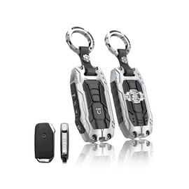 WiCuaSix Heavy Key Fob Cover for kia, Key Fob Case Protector Accessories Fits for Kia Cerato Ceed Forte NIRO Sorento Seltos Soul Telluride 5 Buttons Smart Key (Silver)
