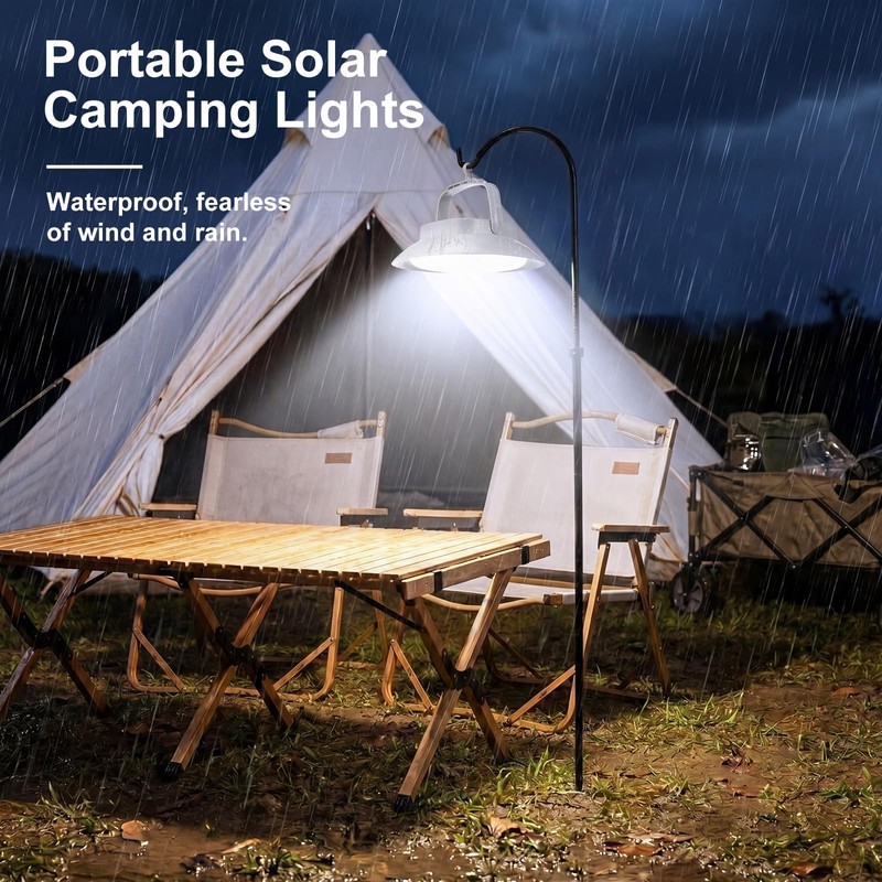 Grinsvalley 2Pcs Solar Tent Light 4500mAh Rechargeable 1700LM USB Camping