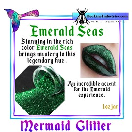 Mermaid Glitter Cosmetics Emerald Seas ~ Make-Up & Body Glitter 1oz jar
