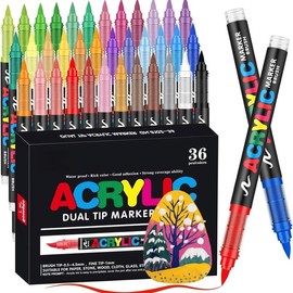 Acrylic Paint Marker Set, 12/24/36/72/120/168 pcs Soft Brush Tip Paint Pens Markers for Rock Painting, DIY Craft Making, Back To School Supplies:_36 Pieces