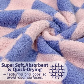 Jacquotha Checkered Towels for Kitchen Set of 2 (Pink and Purple), Soft Cotton Towel for Drying Hands After Washing Dishes, Cute Cottagecore & Modern Kitchen Decor, 13” x 28”