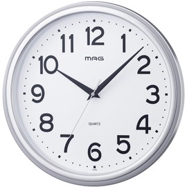 MAG Wall Clock, Wall-Mounted Clock, Analog, Silent, Continuous Second Hand, Diameter 12.2 inches (31.0 cm), Simple, Silver, Magmaru, W-759 SM-Z, Noah Precision