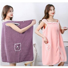 women shower bath bathrobe wearable body Towel Sky Blue