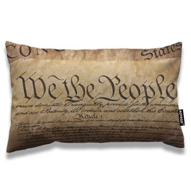 AOYEGO United States Throw Pillow Cover 12x20 Inch Word Vintage Text of America National Glory 4Th of July Rectangle Pillow Cases Home Decorative Cotton Linen Cushion Cover for Bed Sofa Pale Brown