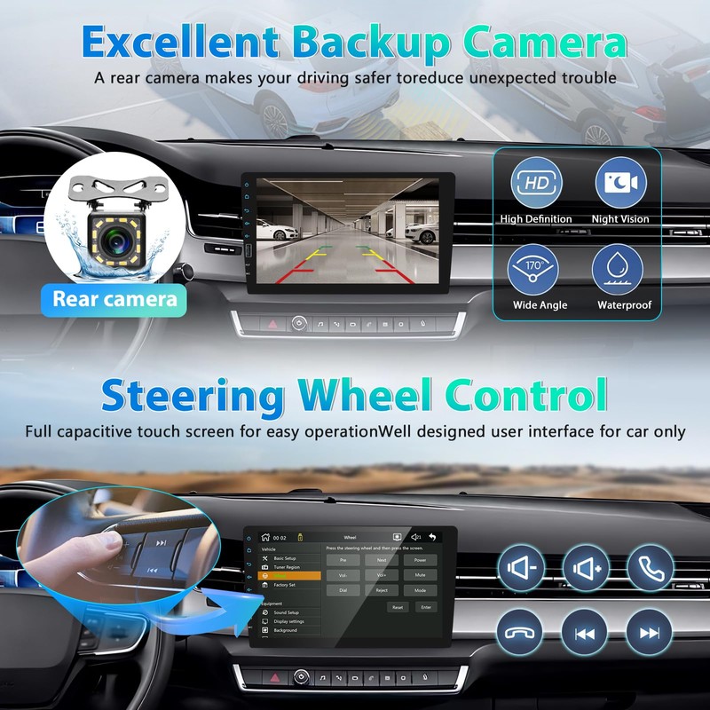 9 Inch Car Stereo Single Din Radio with Wireless Apple