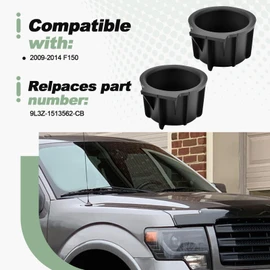 2 PCS Front Console Cup Holder with Flow Through Console Inserts Replacement Black TPE Compatible with 2009-2014 F150 Repalce 9L3Z-1513562-CB