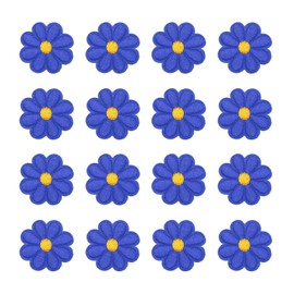 sourcing map 36Pcs Flower Iron on Patches, Deep Blue Embroidered Sew Applique Hand Crochet Appliques 1.65IN Flower Embroidery Patches for Clothes Sewing DIY Craft Hats Shoes Gift Package