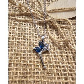 Crystalline Azuria Women Girls 18ct White Gold Plated Blue Zirconia Crystals Fairy Tinkerbell Pendant Necklace 17.7 inches