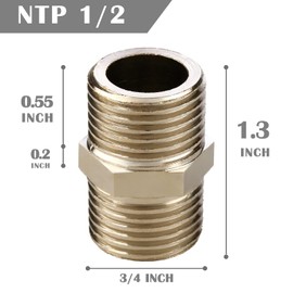 Solid Brass Shower Hose Extension, Pipe Fitting NPT 1/2 Male Shower Hose Connector