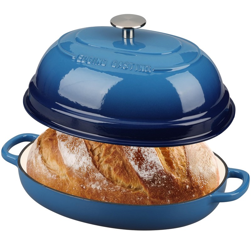 EDGING CASTING Enameled Oval Cast Iron Dutch Oven Pot with