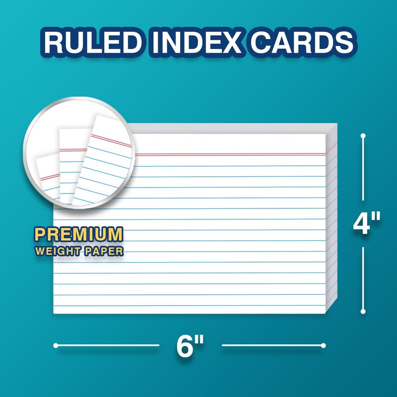 H4D 4x6 Index Card Holder with 100 Heavyweight Ruled Index