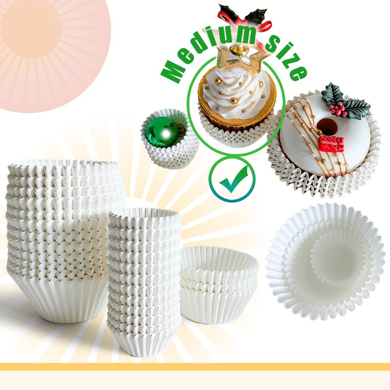 Gcardist 500-Count White Cupcake Liners Muffin Linner No Smell, Food