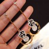 Black Enamel Camellia Earrings for Women Flower AAA Cubic Zirconia
