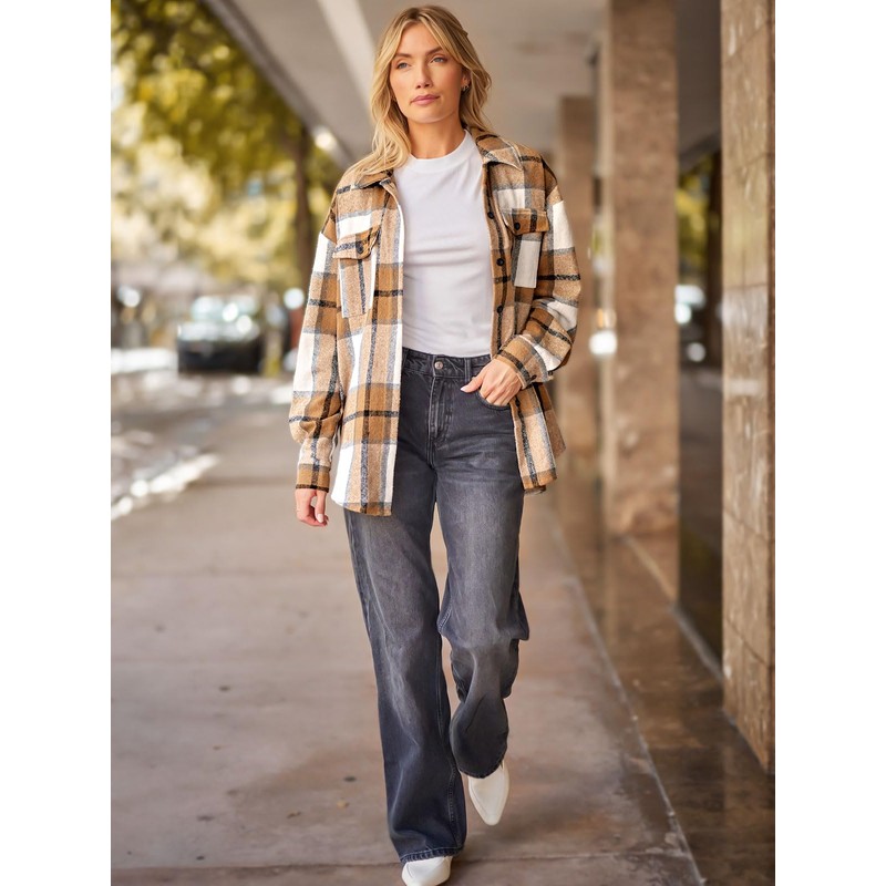 AUTOMET Womens Fall Outfits Fashion Clothes Shackets Flannel Plaid Button