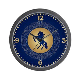Truly Teague Wall Clock Horse on Dark Blue Field