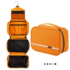 homchen Hanging Toiletry Bag Waterproof Foldable Portable Cosmetic Bag Toiletry Bag for Men and Women M Orange, orange, Model