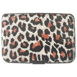 Lizzy Aluminium Credit Card Holder Security Wallet Business Case Protector Travel (Orange Leopard)