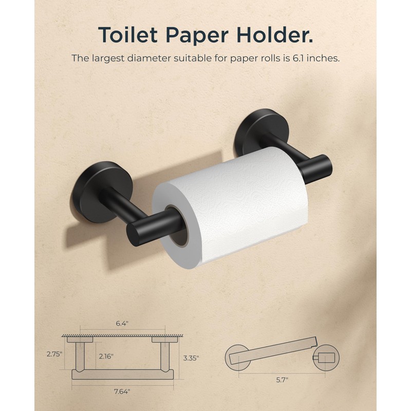 FORIOUS Toilet Roll Holder, Wall Mount Rustproof Stainless Steel Double