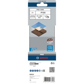 Bosch 2608606046 Sanding Belts75x480 G120, Red, 75 x 480 mm, Set of 3 Pieces