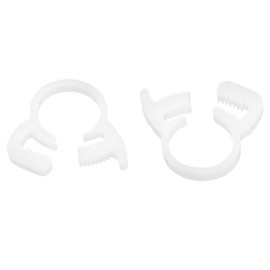 sourcing map 2 Pcs Double Snap Grip Hose Clamps, Plastic 9.1-10.2 Mm/0.36-0.4 Inches Inner Dia Adjustable Several Ratcheting Tubing Clamp for Home, White