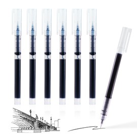 SMOOTHERPRO Gel Ink Pens | 0.5mm Fine Point Biro Rollerball Pens Set | Quick-Drying Gel Pens for Writing & Drawing Stationery Home School Office (CGP006BK) | Black | 6 Pcs
