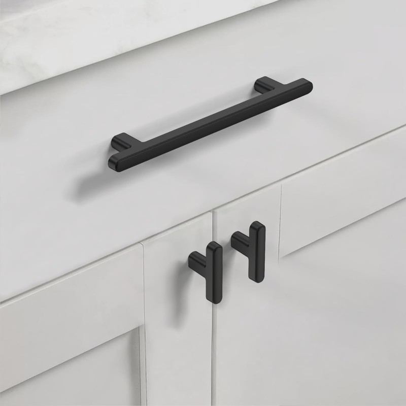 Asidrama 10 Pack 5 Inch(128mm) Matte Black Kitchen Cabinet Handles,