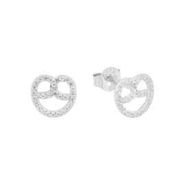 Amor 2039222 Women's Stud Earrings 925 Sterling Silver with Synthetic Zirconia 0.8 cm Pretzel Comes in Jewellery Gift Box, Sterling Silver, Created Cubic Zirconia