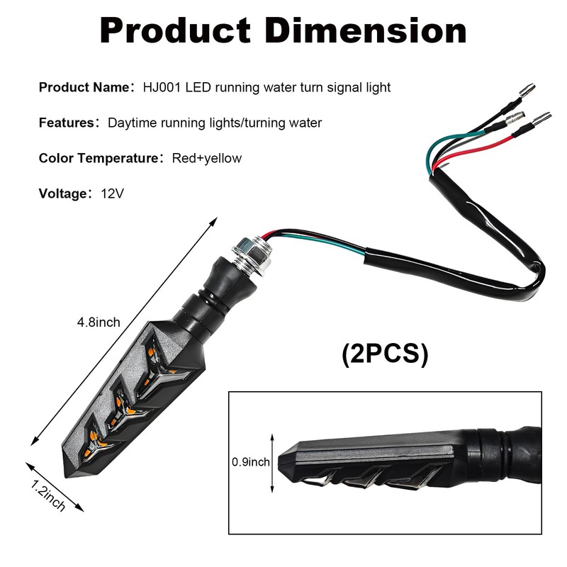 KVAEY 2 PCS Motorcycle Indicators Flowing Turn Signal Lights, Motorbike