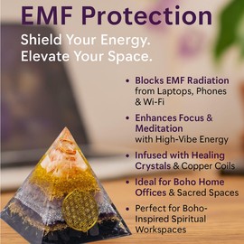 Citrine, Shungite Orgone Pyramid, Selenite, Rose Quartz, Amethyst, orgonite Chakra Pyramid Crystal, Energy Generator