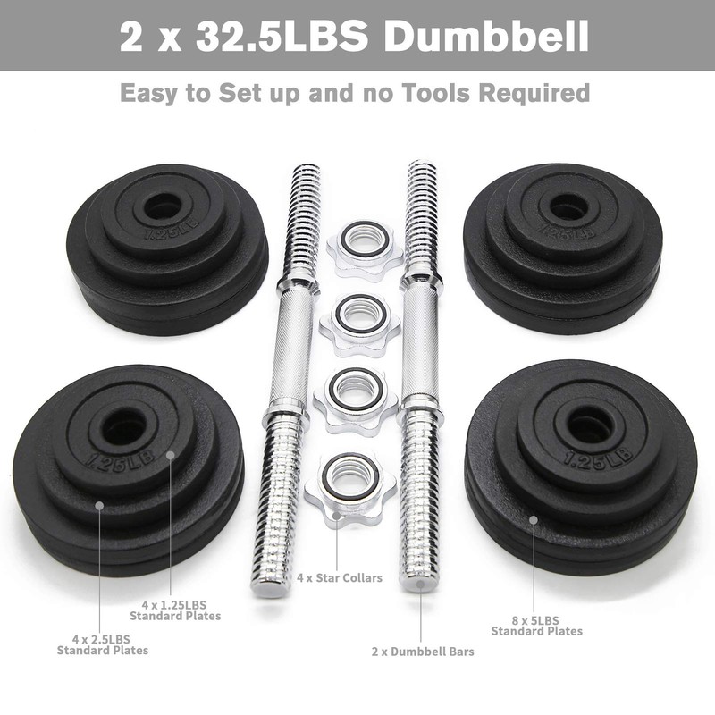 Ringstar Starring 105-200 Lbs adjustable dumbbells (65LBS Black with Trays)