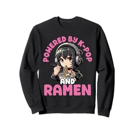 Powered by K-Pop and Ramen Anime Style Sweatshirt