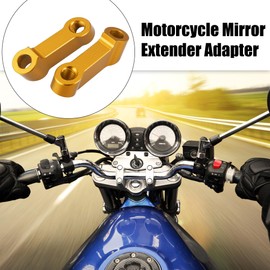 Motoforti 1 Pair Motorcycle 10mm 8mm Mirror Handlebar Mount Riser Extender Adapter Rearview Stem Mirror Adapter for Honda for Suzuki for Kawasaki Gold Tone