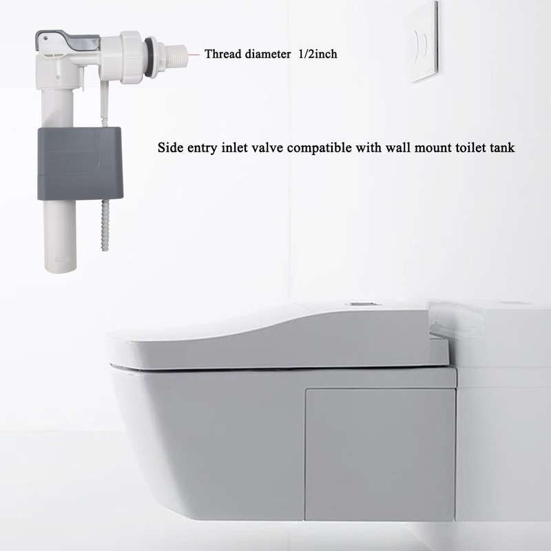 1/2-Inch Thread Diameter Side Mount Toilet Fill Valve Compatible with