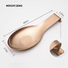 Pretty Jolly Stainless Steel Rose Gold Spoon Rest for Kitchen Counter Cooking Utensil Rest Spoon Ladle Holder for Stove Top Rust Resistant Large Spatula Rest Dishwasher Safe 9.61 x 3.74 in(2PCS)