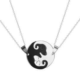 HANRESHE Yin Yang Dog Necklace Matching Couple BFF